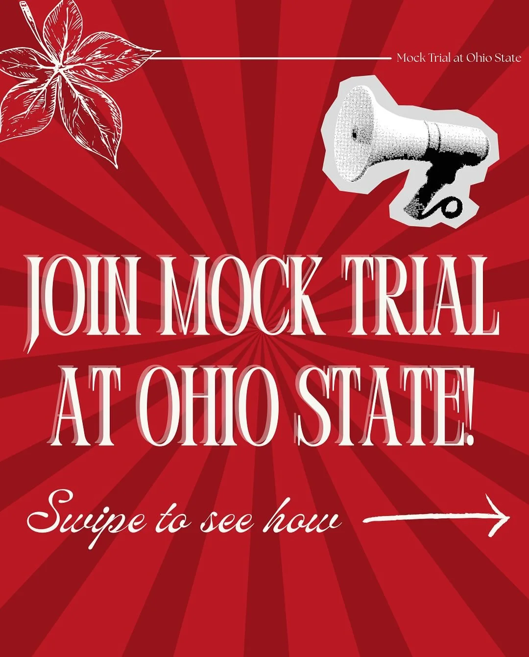 HELLLOOOO FROM OSU MOCK TRIAL!! We are so so excited to start our recruitment season for this year (ignoring the fact that means we also are starting classes 😸)!!

Swipe through to see how you can join our team!! We are so so excited to meet our new