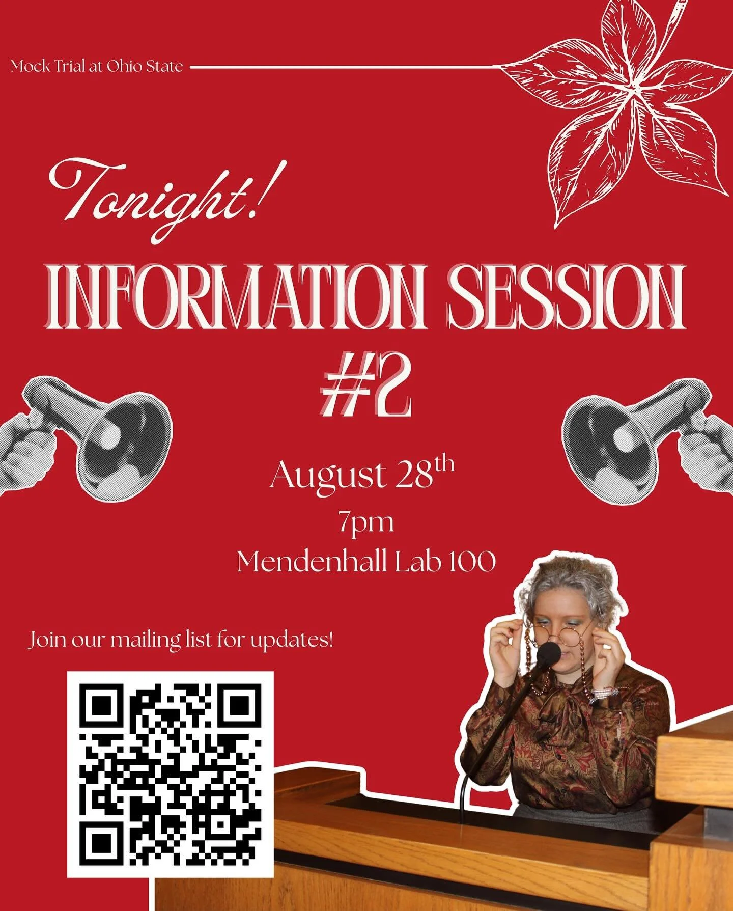 HEAR YE HEAR YE !!!!! Tonight we will be gathered in Mendenhall 100 to tell you all about Mock Trial at Ohio State !!!!! We are looking forward to seeing all of your wonderful faces there 😸😸!!!

A reminder that you need to attend ONE information se