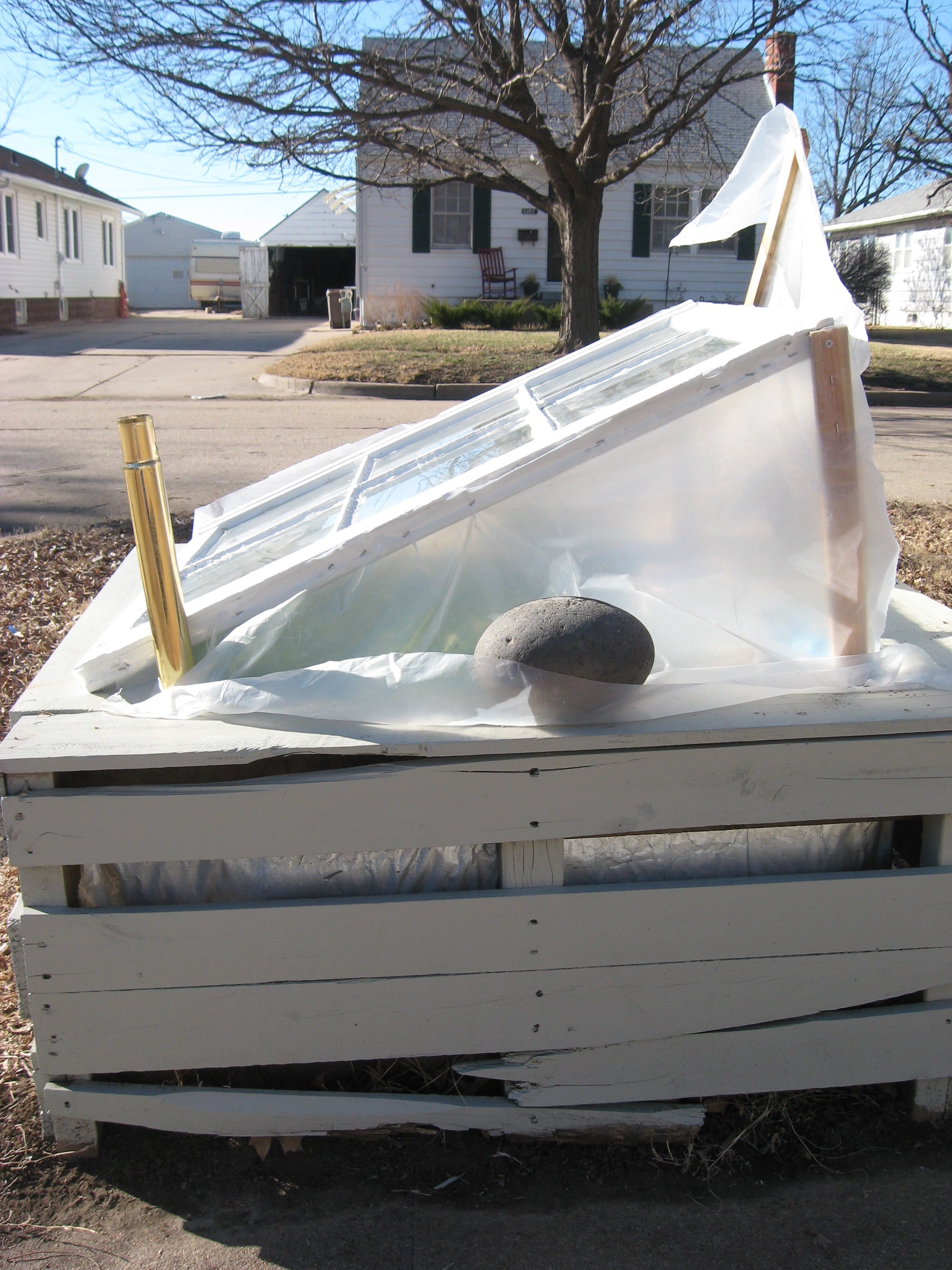 Here is the side view. We hope the plastic is strong enough for the Kansas winds. 