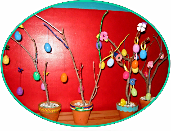 Trees made as gifts for neighbors who were not able to come and craft with us.