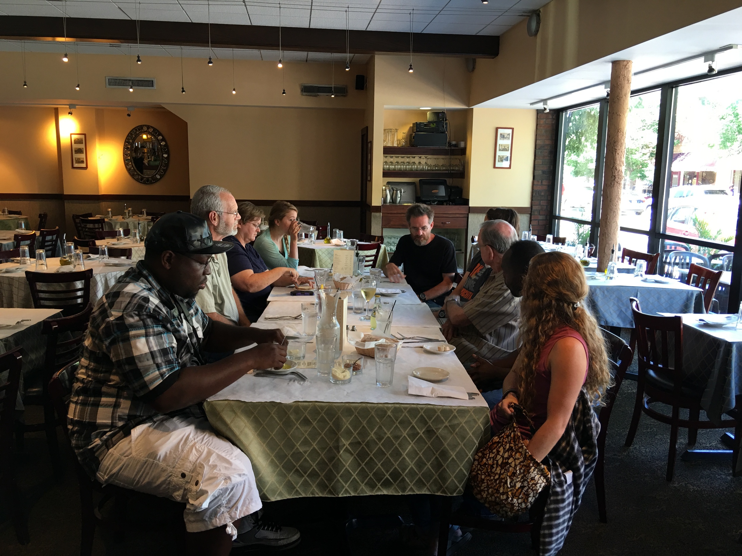 Our group gathers with folks from Indy, along with Mr. John McKnight at Trattoria D.O.C. in Evanston, Illinois. 