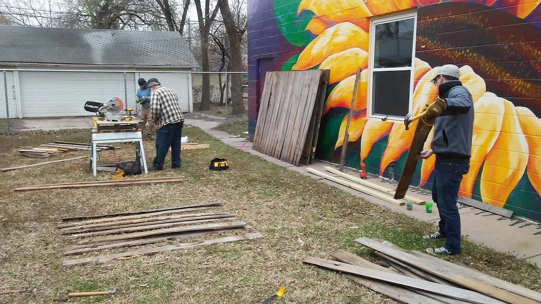Steps 1 & 2: disassembling fence panels and cutting the boards to size