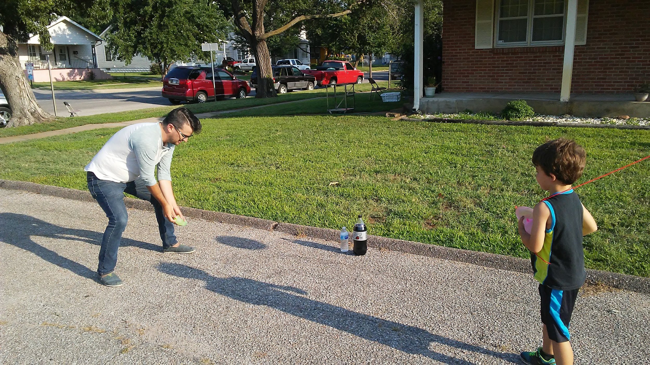 Not everyone got to talk with the police officers...they had other, more important things to do (like catch water balloons!)