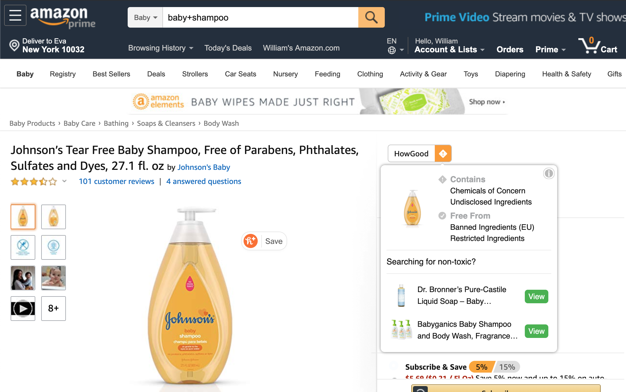 The HowGood Safety Scanner plug-in instantly scans products while you shop online, revealing potential toxins and recommending non-toxic alternatives.