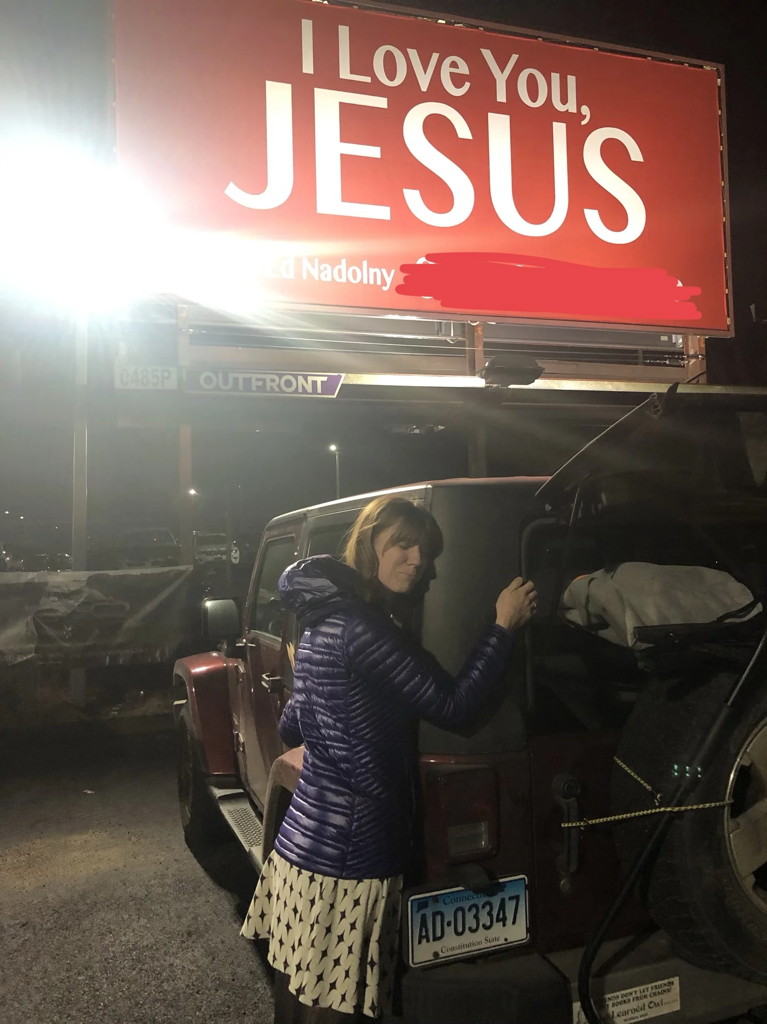 I ran up and hugged her goodbye without even noticing that billboard across the street, and it’s not like I’m not a fan of Jesus, but NOT EVERYTHING IS ABOUT YOU, JESUS. GOD.