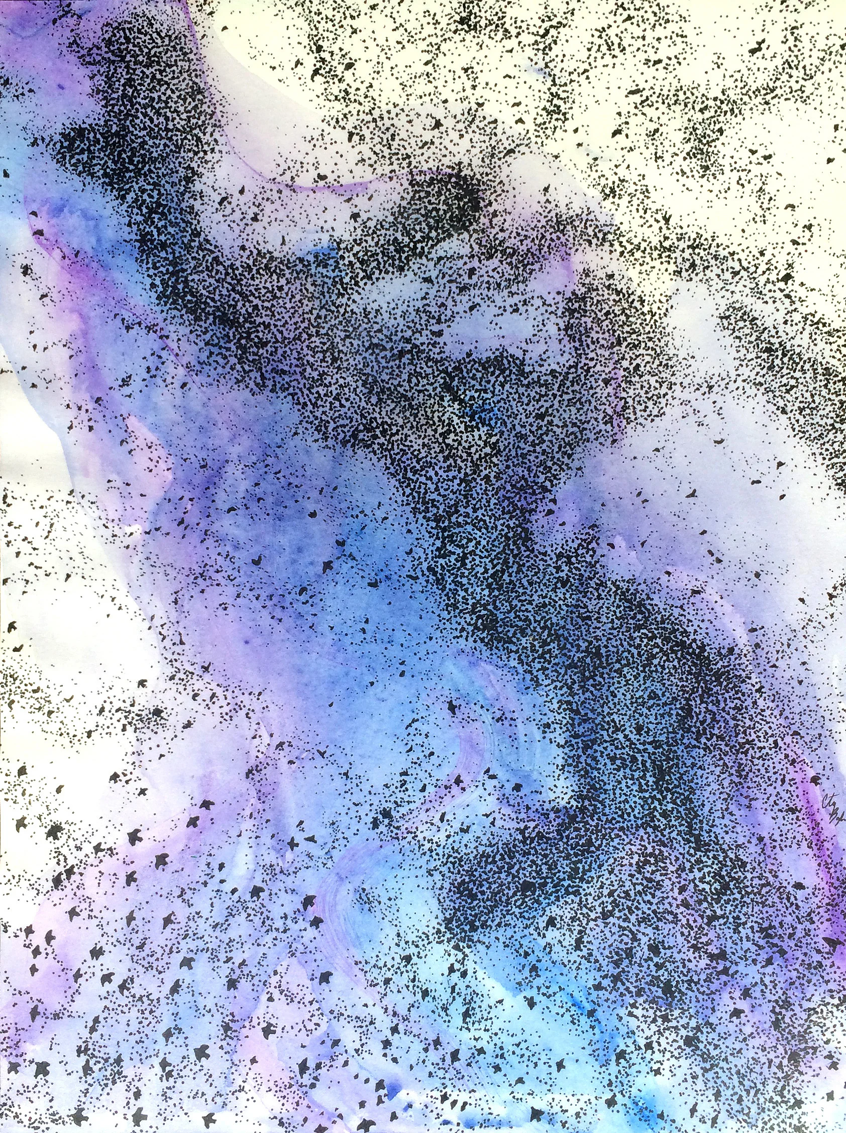 Murmure Acrylic, pen & ink, on paper 9" x 12"
