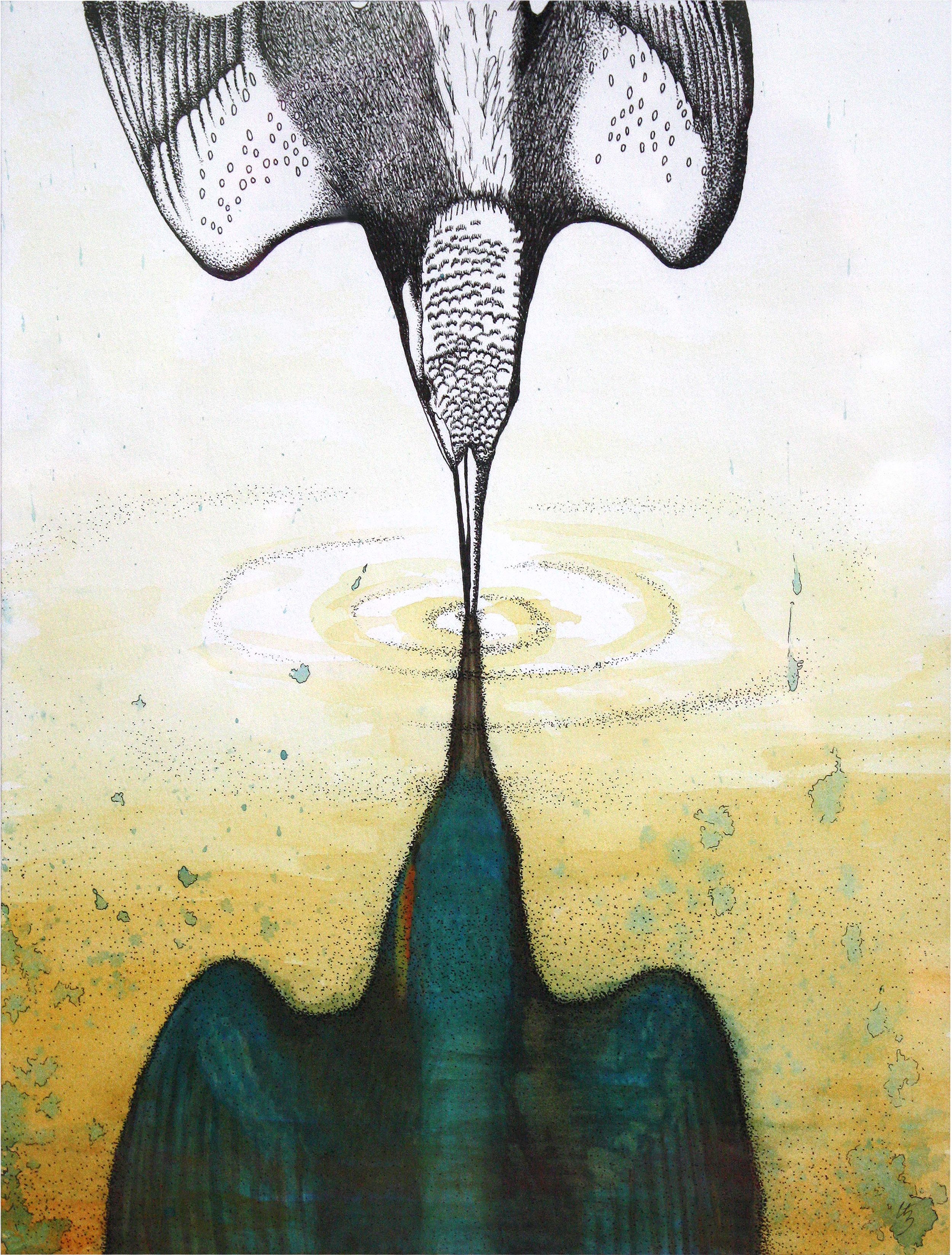 Halcyoninae Pen & ink, acrylic on Paper 11" x 15"