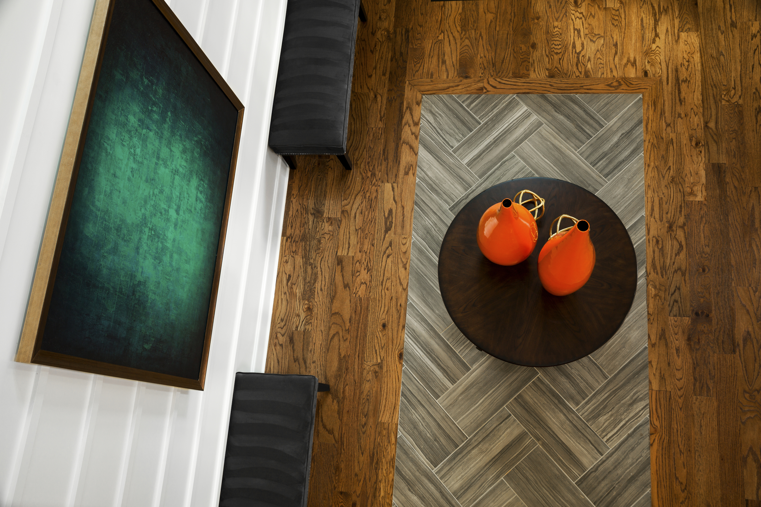 Wood Flooring With Ceramic Inlay Design for The Interior Partners, Atlanta, GA