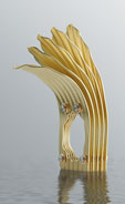 "Fold Ring" in 18k red and yellow gold, platinum, and diamonds