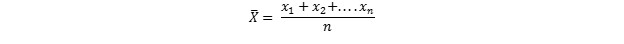 Equation 1: The mean or average of a given parameter is divided by the sample size (n).