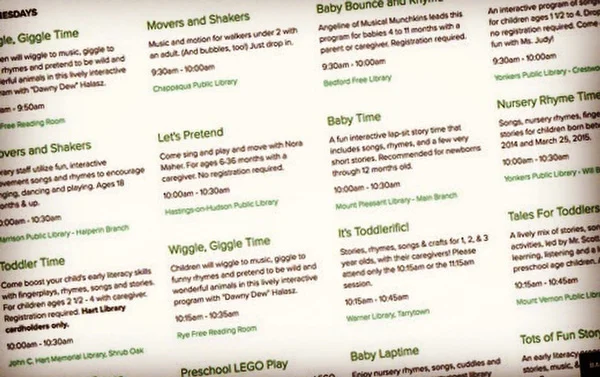 Every library program in Westchester in One. Easy. List.
