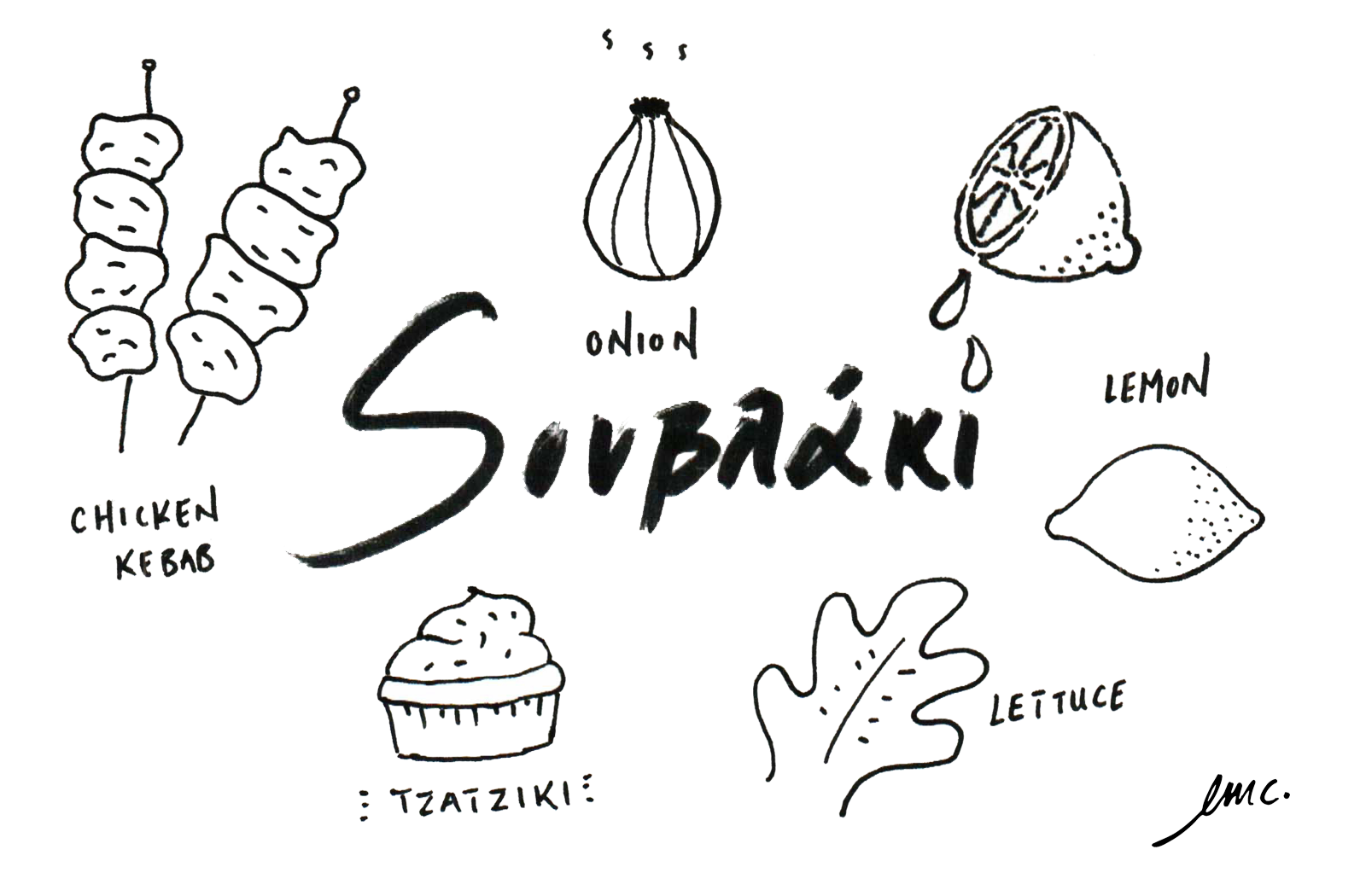 Souvlaki Illustration - Inspired by Greek lettering.