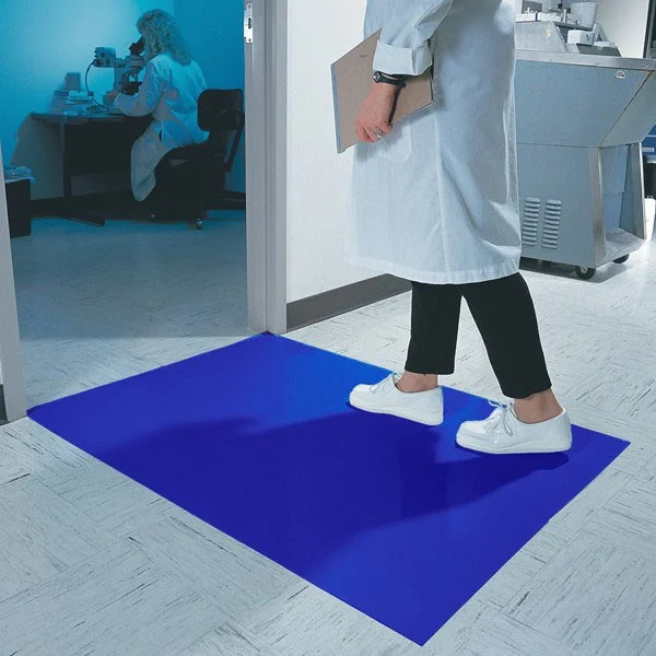 The Tacky Clean Room Mat effectively catches dirt, debris and potential contaminants with it’s adhesive surface.