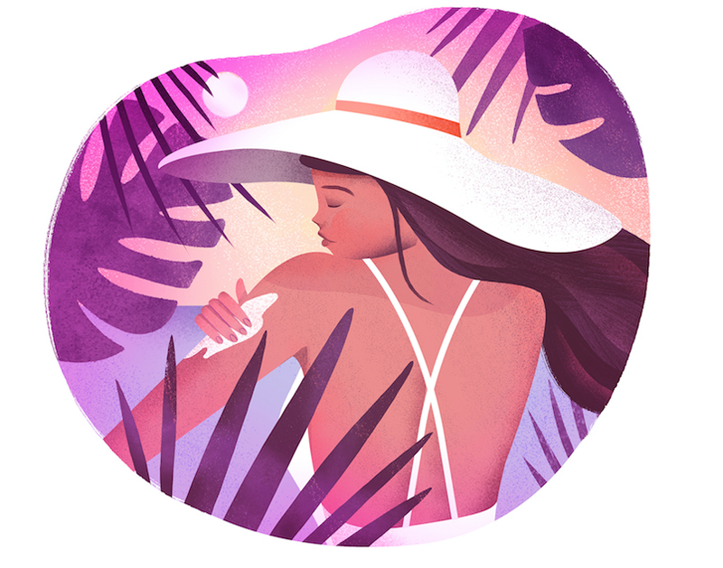 cooking_light_magazine_woman_hat_sunscreen_bee_johnson_illustration.jpg
