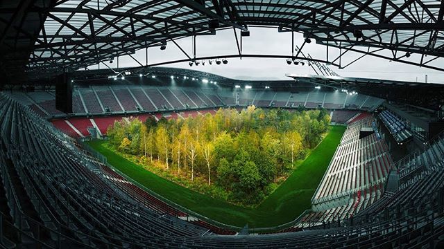 &rdquo;For Forest&rdquo; an installation of 299 Trees in Woryhersee Stadium, Austria. 🌲🌍 .
.
&ldquo; ... wanted people who saw the forest to think about humanity&rsquo;s impact on the environment in places like the Amazon.  One day, he added, seein