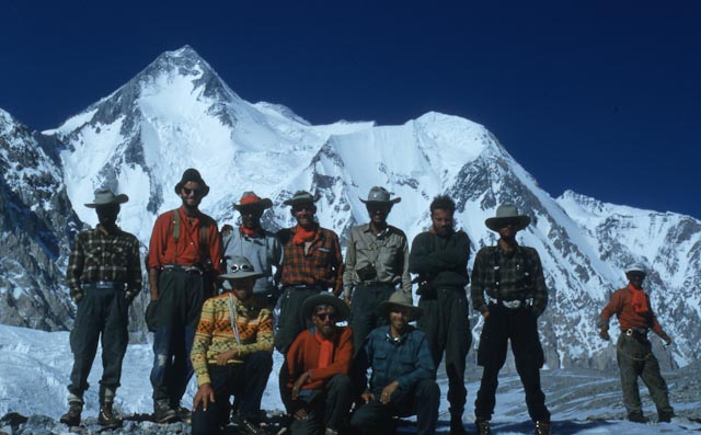 Nick Clinch and team on Hidden Peak. Photo: Andrew Kauffman Collection