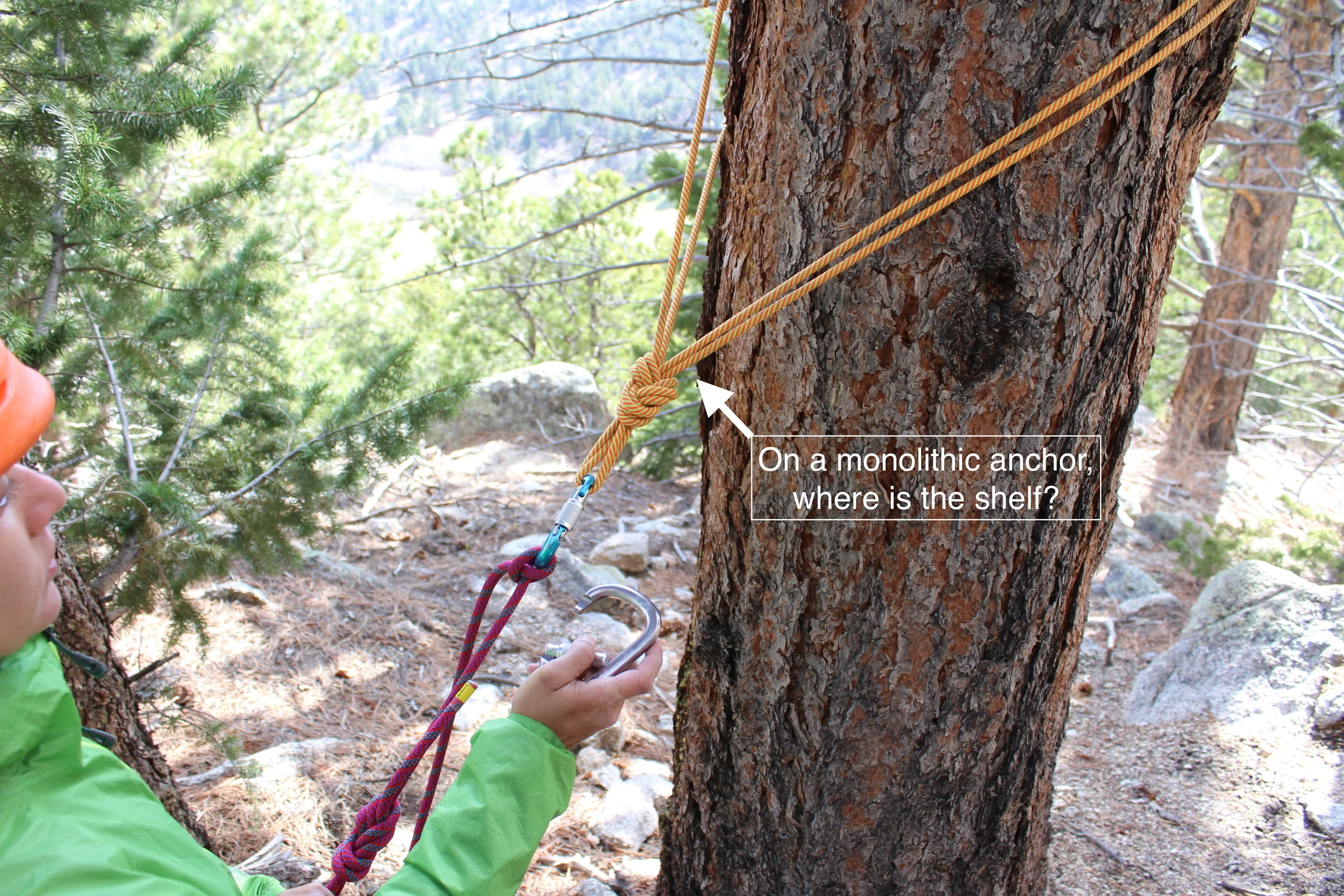 A monolithic anchor easily deceives the eye when a climber tries to clip the shelf in the same manner as they may be accustomed to while using three piece anchors.