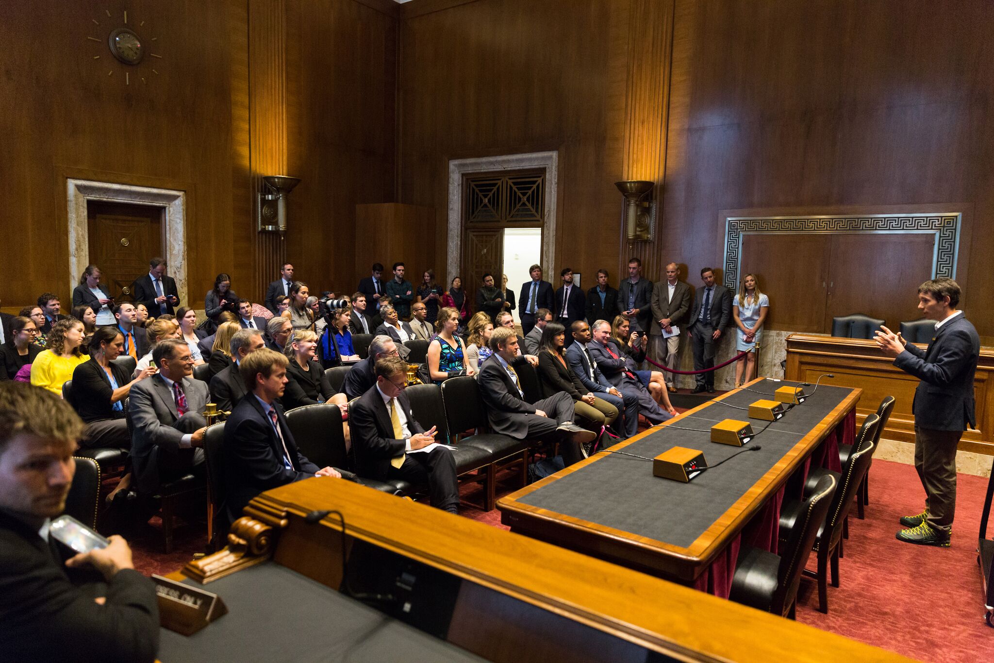 Alex Honnold speaks to the importance of public lands. Stephen Gosling photo.