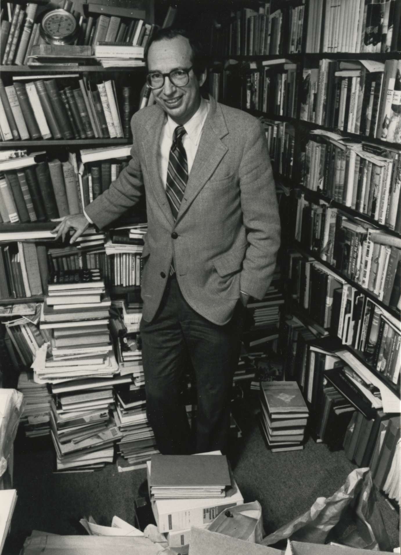 Nick Clinch in his library. 