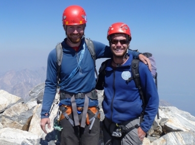 Matt Olsen, left, and Ty Guarino on Teewinot, before the accident.