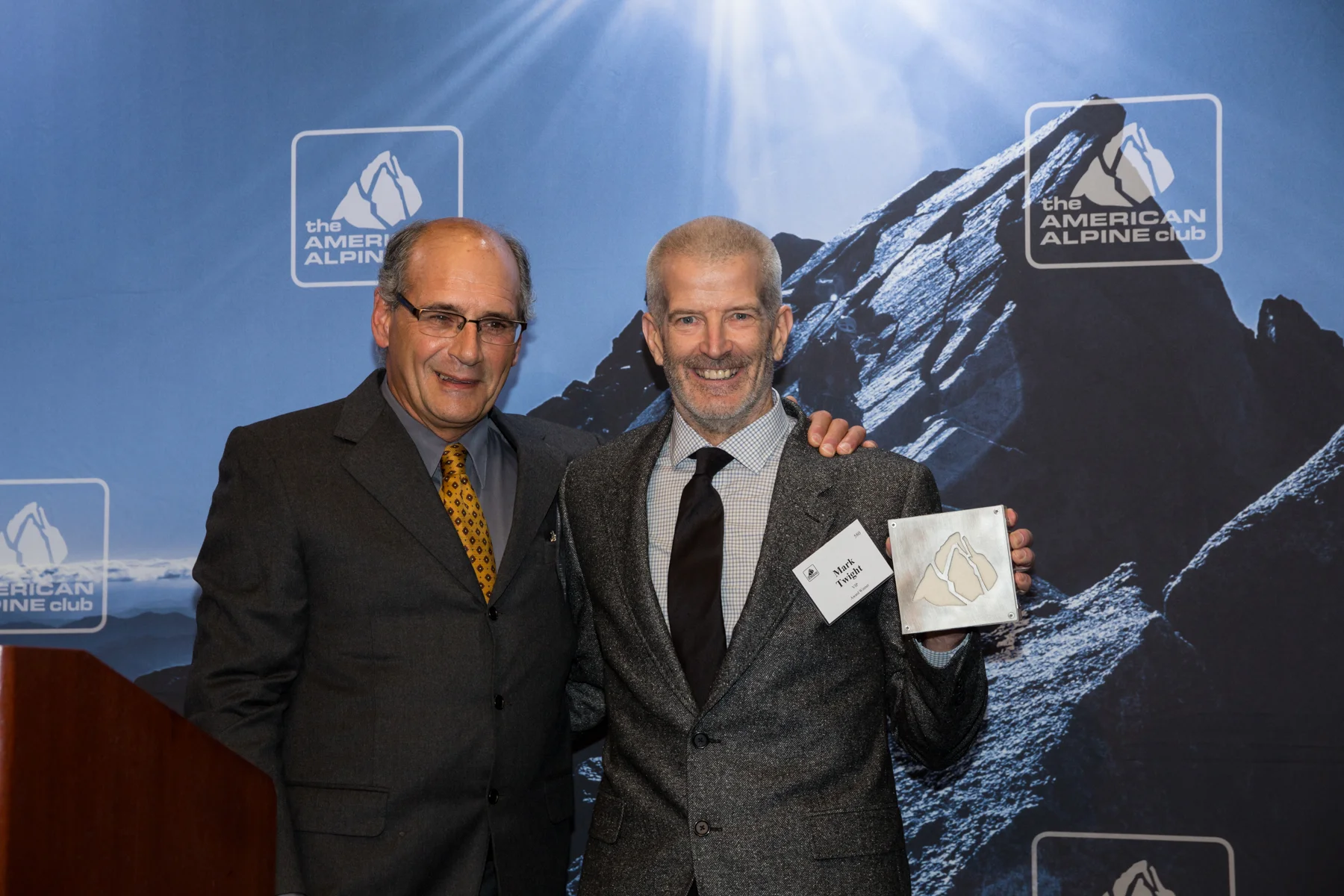 2017 Underhill awardee Mark Twight and 1999 awardee Jack Tackle