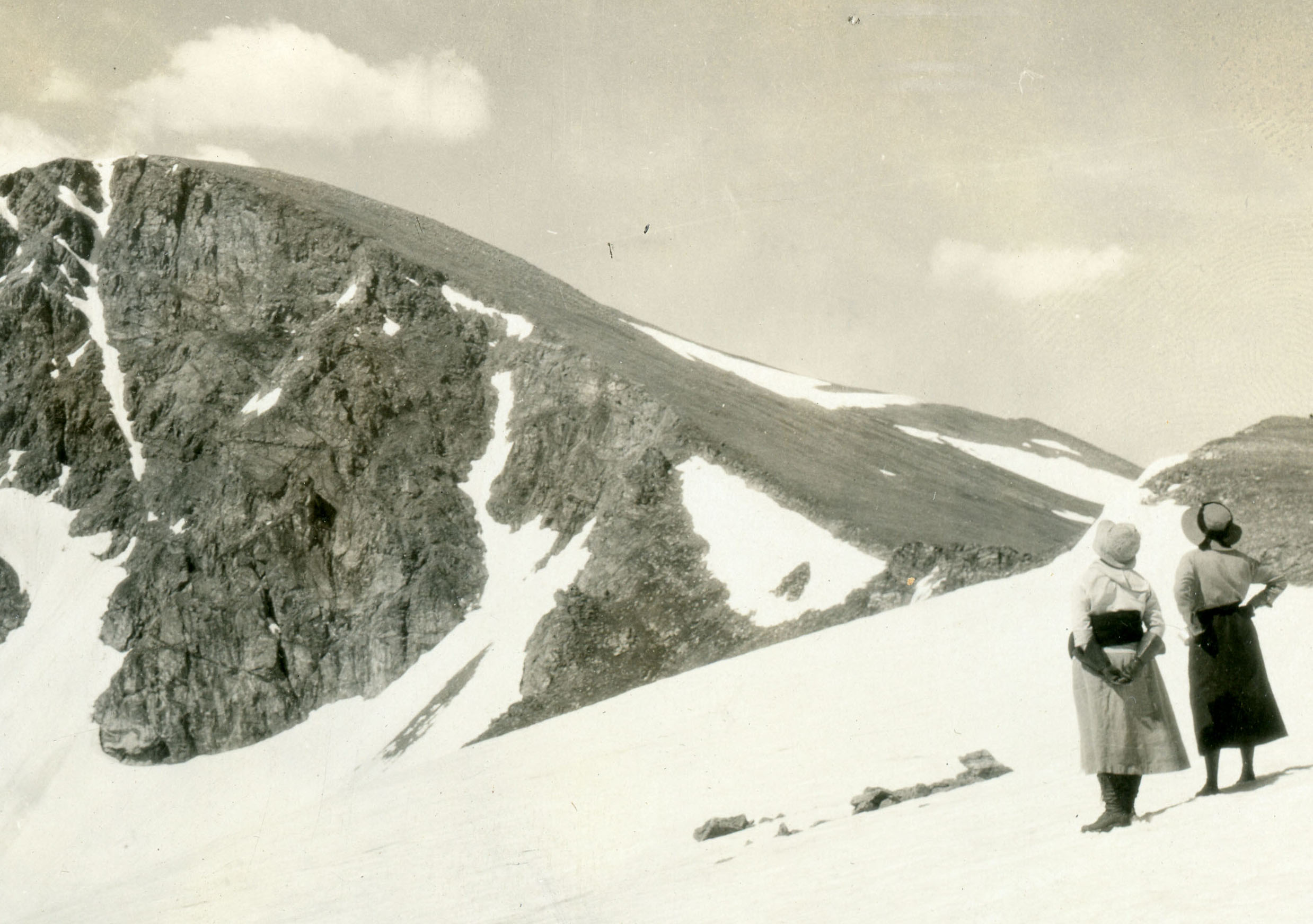 Two women on James Peak in the early 20th century