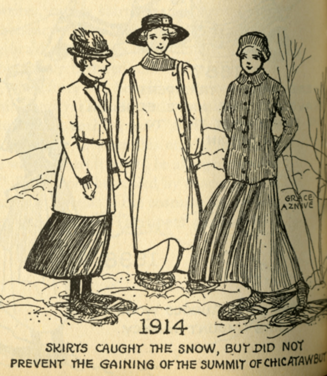 Illustration of women summiting in 1914