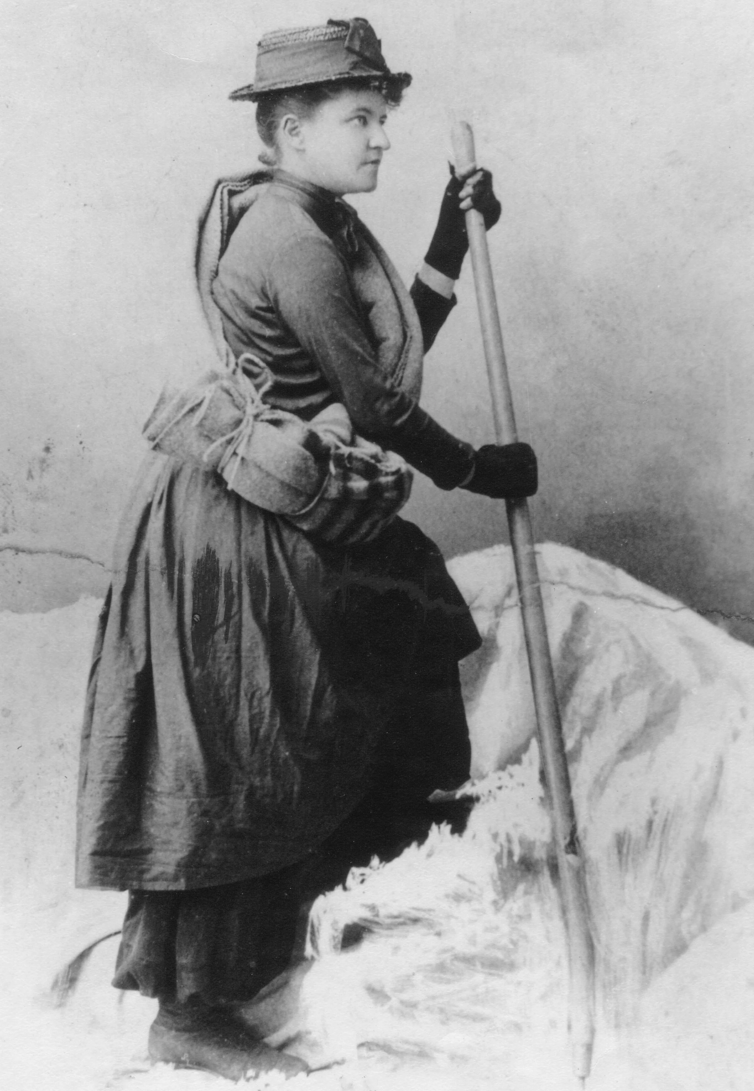 Fay Fuller climbing in 1890 courtesy of the Mazamas Library VM1993.008 William G. Steel Collection, Mazama Library and Historical Collection