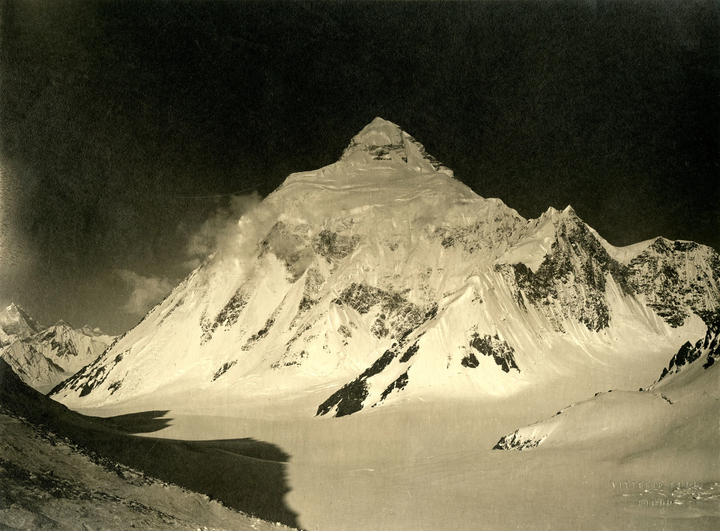Photograph of K2 from Windy Gap, taken by Vittorio Sella in 1909. Vittorio Sella Collection