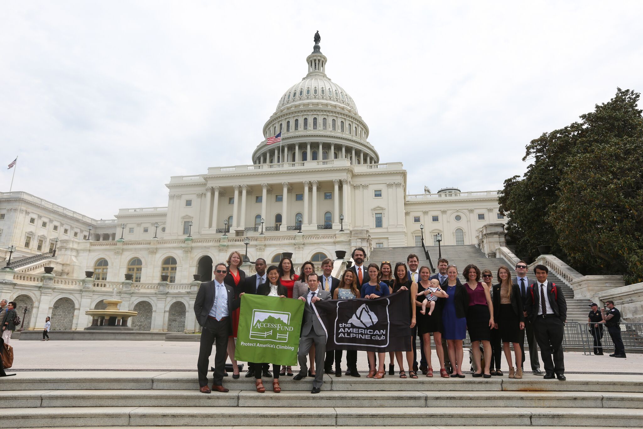 Members of the lobbying and media crews in front of Capitol Hill. Stephen Gosling photo.