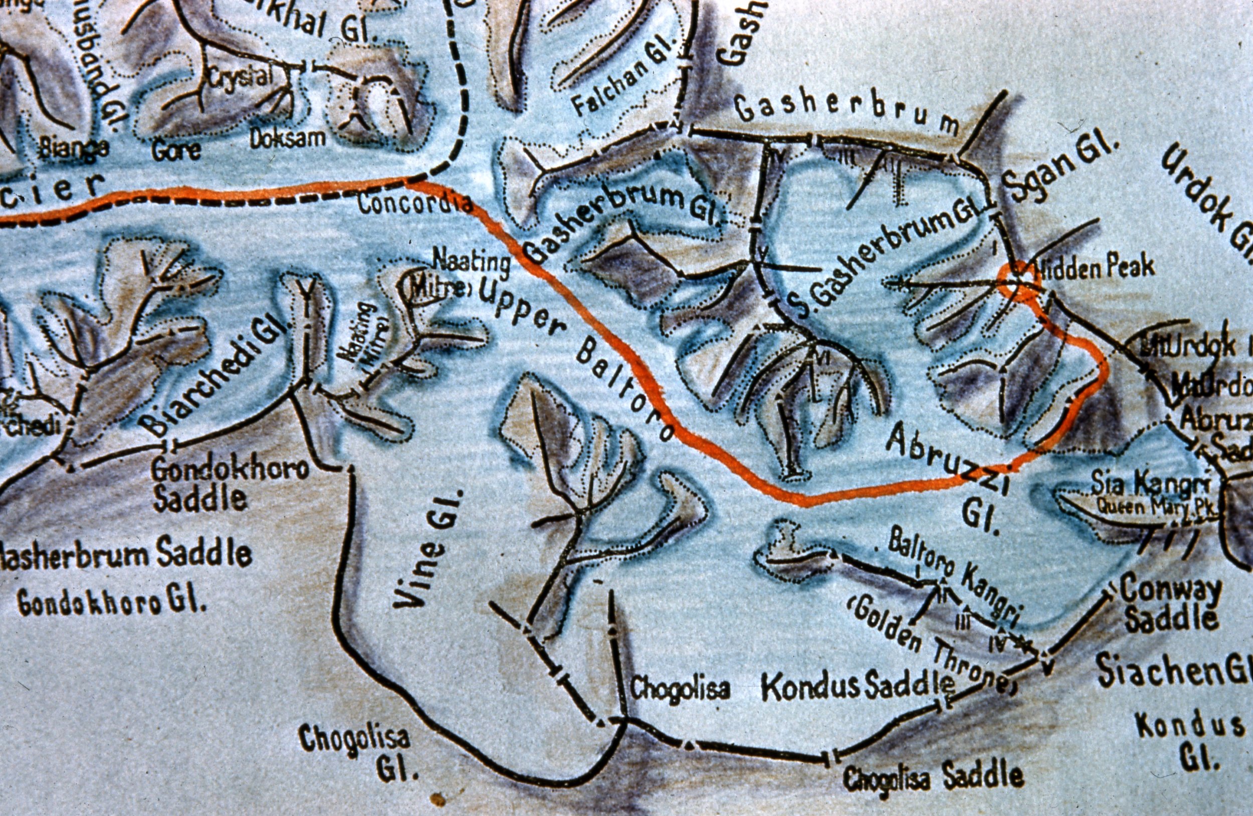 1958 American Karakoram Expedition Map