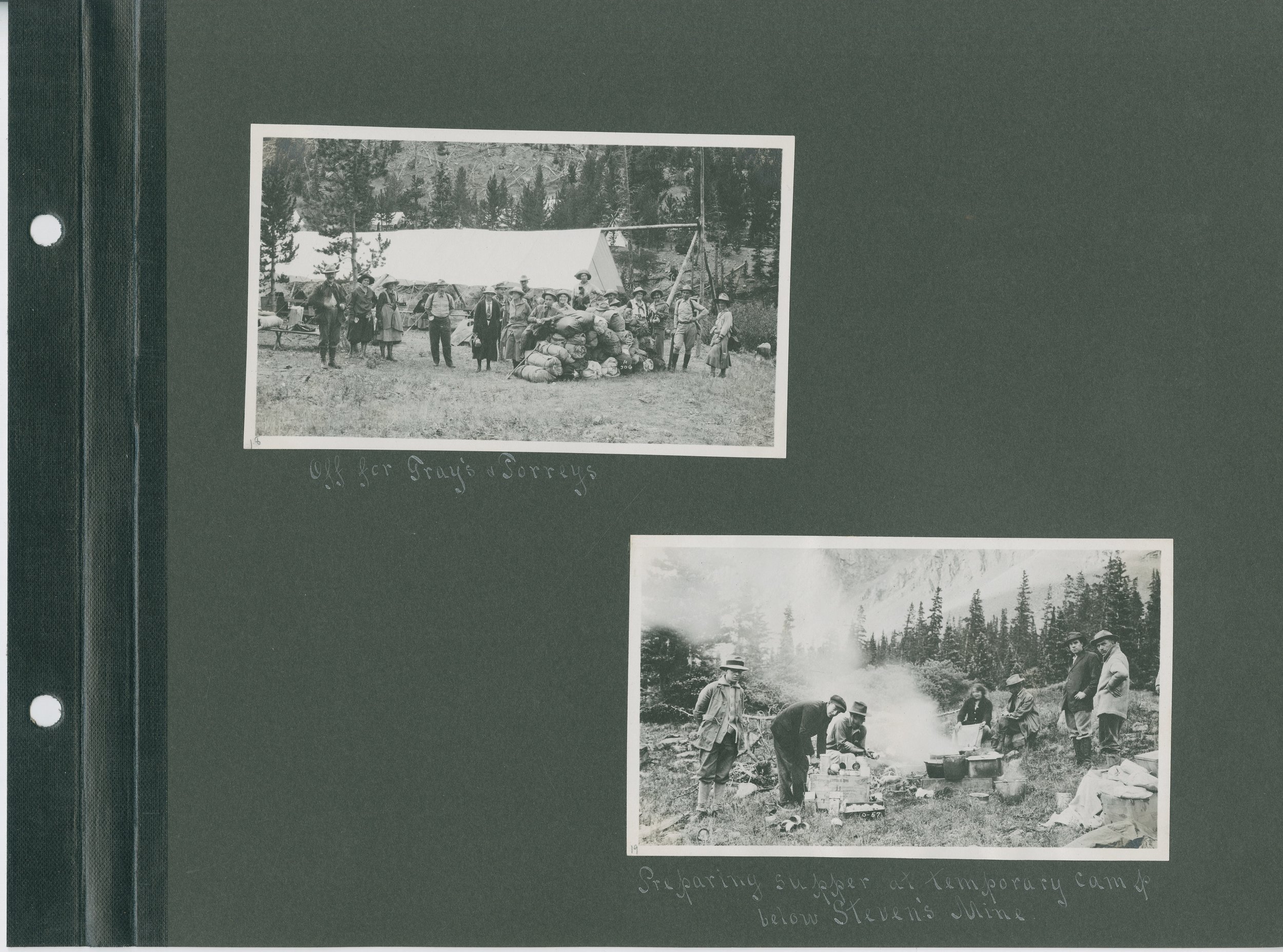  Top: Off to Gray’s &amp; Torreys, Bottom: Preparing supper at temporary camp below Steven’s Mine 