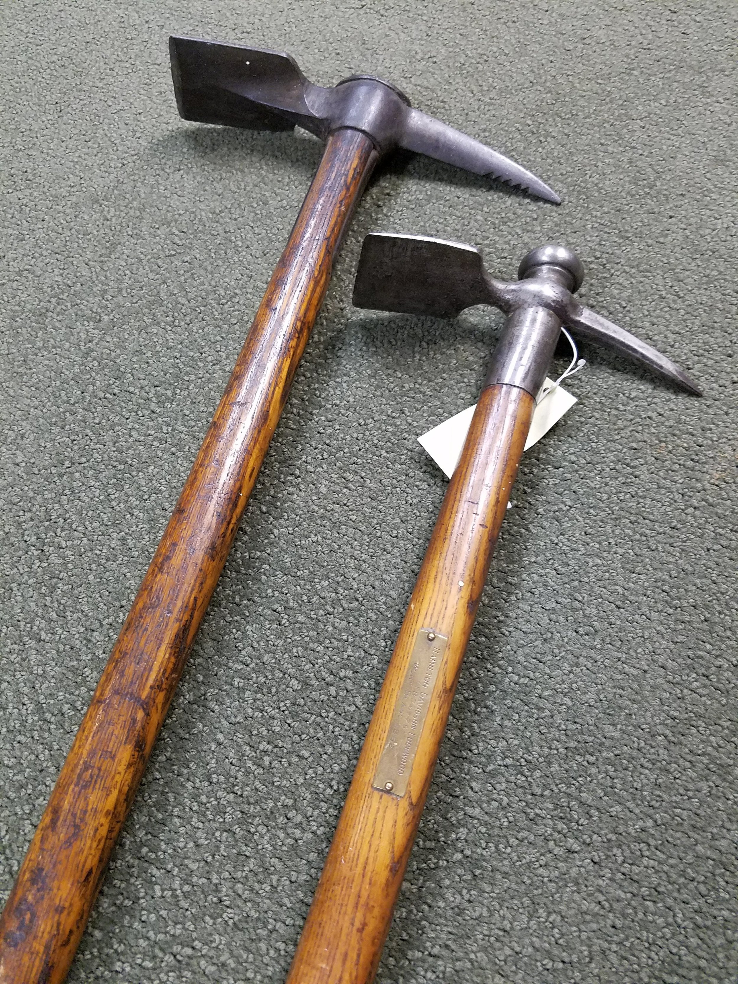  Hamilton Davidson Lockwood’s ice axe - inscribed on the metal plaque is: Mont Blanc 1862” This was donated to the AAC archives by Mrs. Lockwood. 