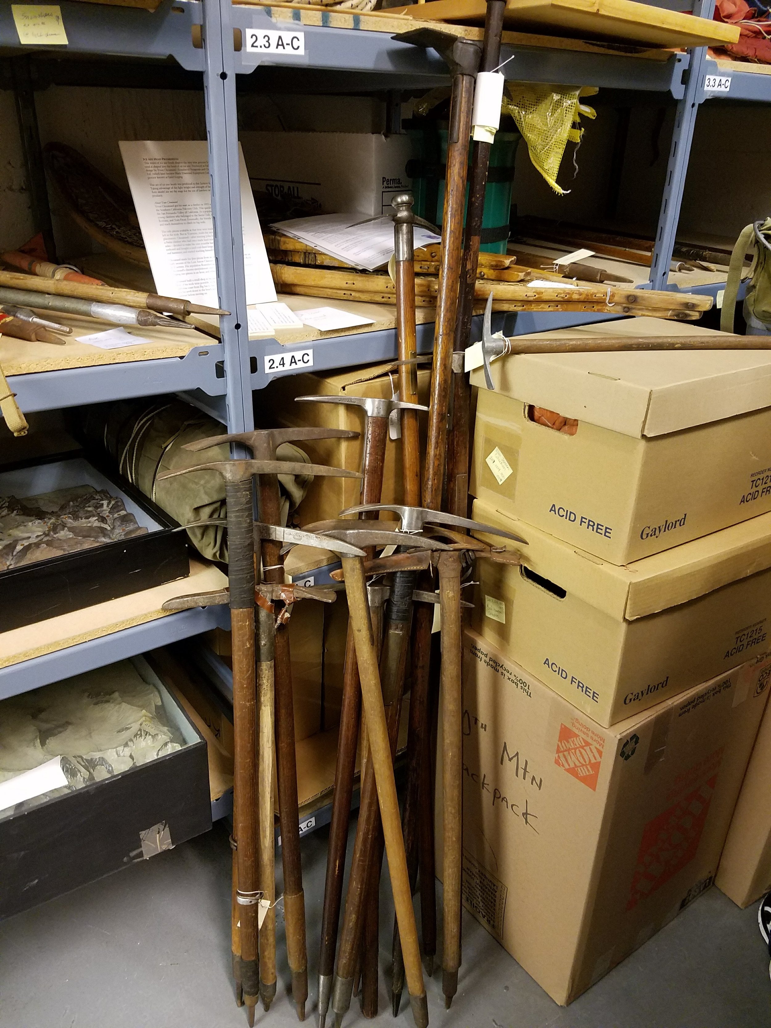  Some of our ice axes hanging out in the archives 
