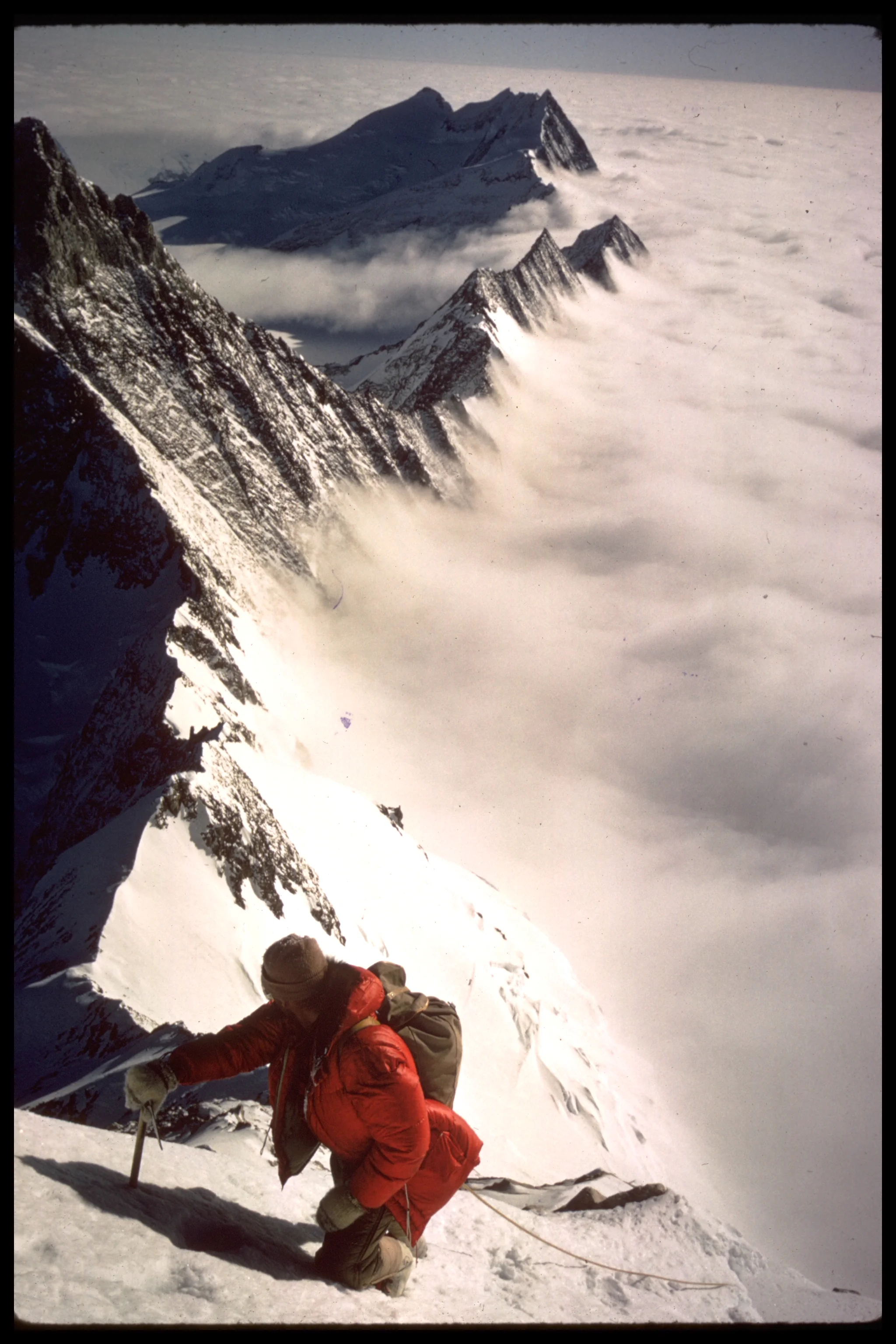 Ice axe being used for climbing