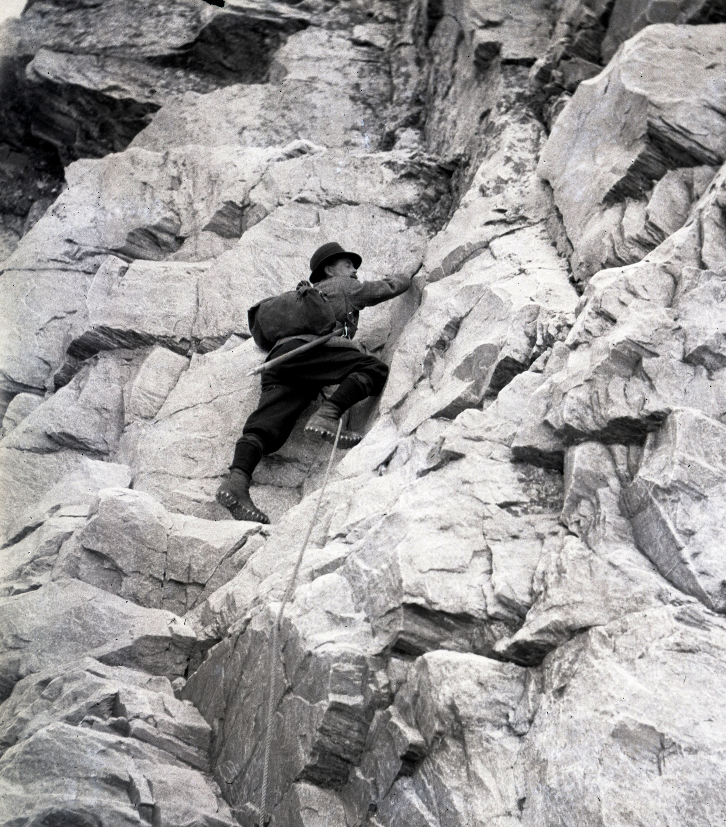  A climber on Mount Sir Donald in Glacier National Park of Canada. Note the use of hobnail boots. 