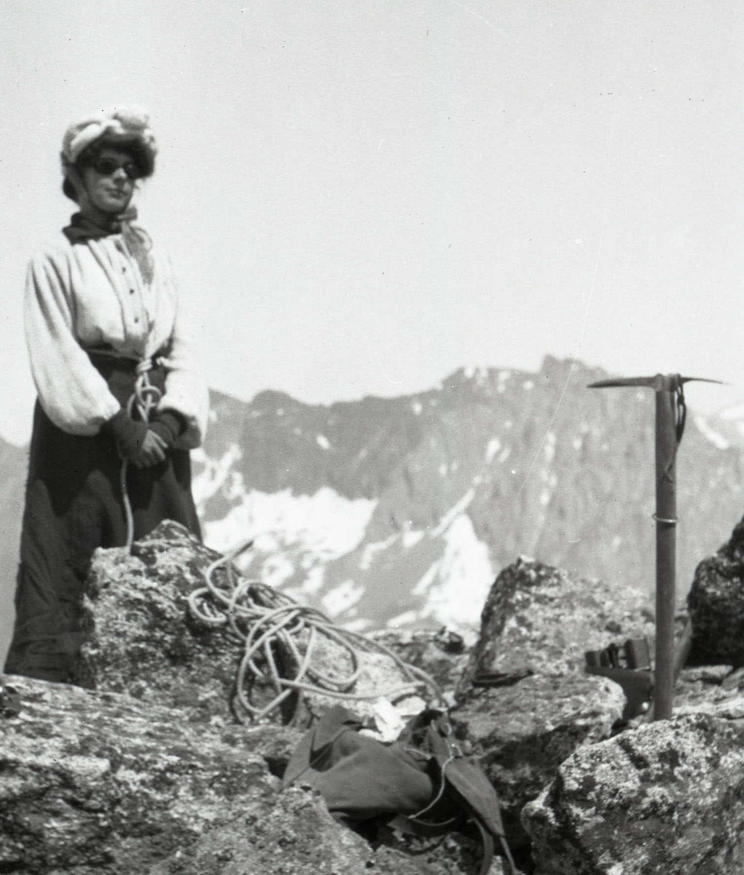 A woman summits in the Alps 