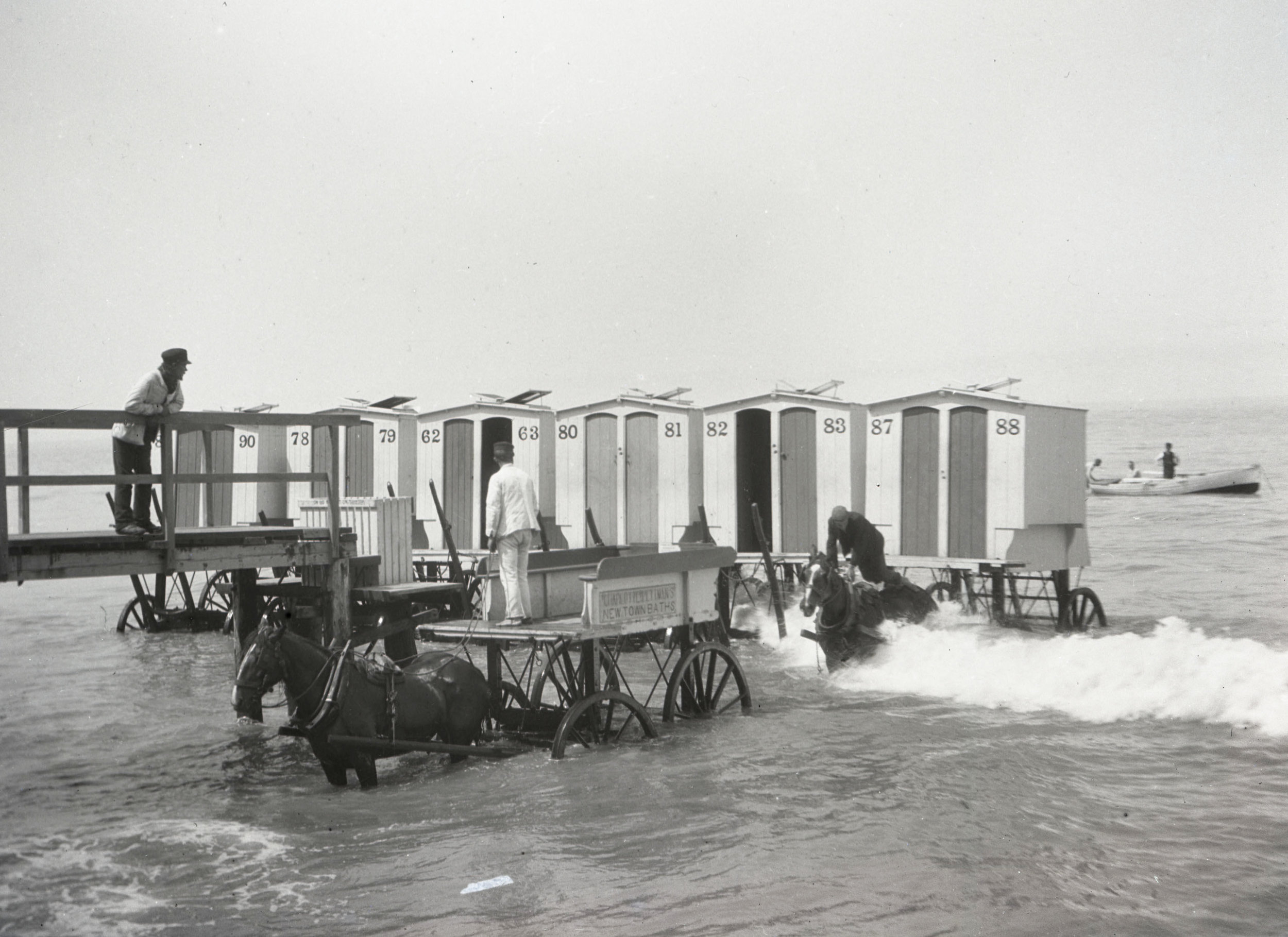  Bathing machines at Margate Beach - these carts were rolled into the sea with horses and served to allow women to preserve their modesty when swimming  