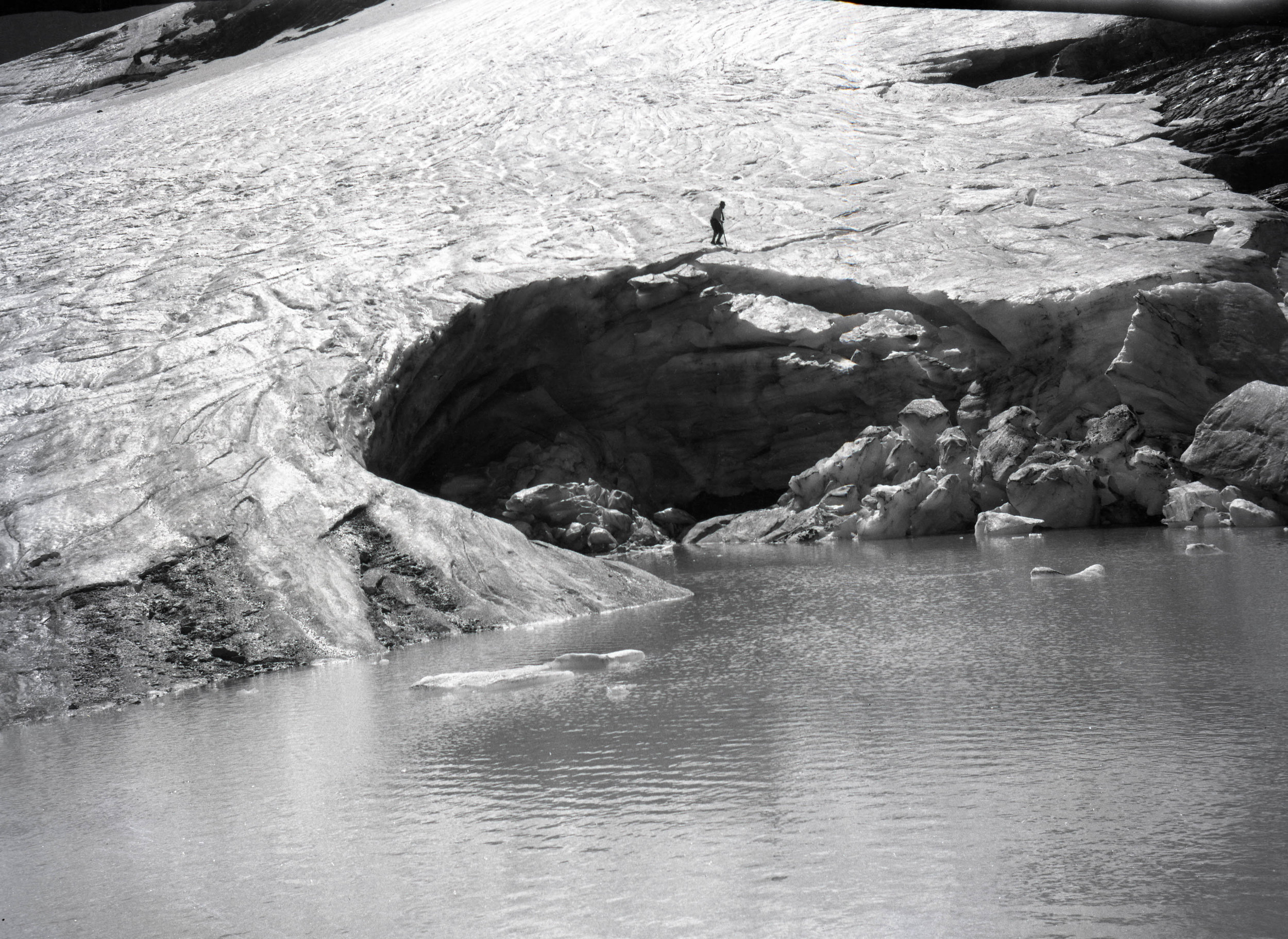  A mountaineer on a glacier 