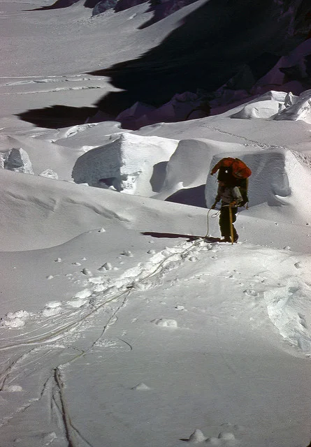 Carrying loads from Intermediate Camp to Base Camp.