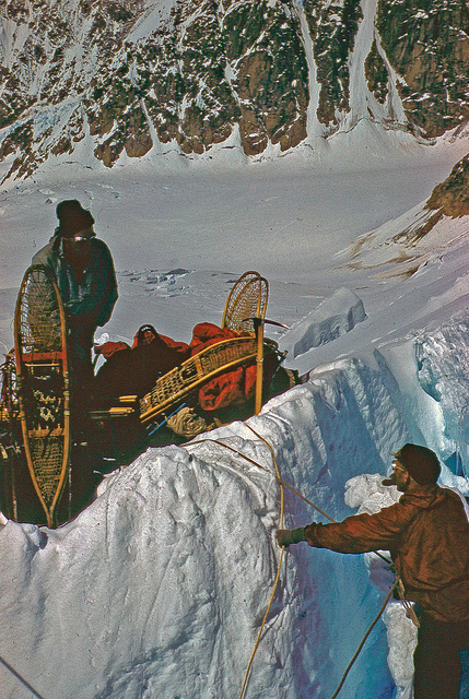  Crossing one of many crevasses en route to Icefall Camp.     