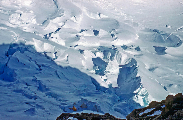  Camp far below in the icefall.     