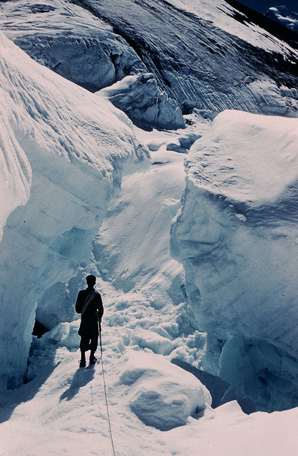  Finding a way through the icefall.  