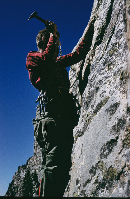  We belayed and fixed our ropes to rock pitons on the southern wall. The couloir had an uncanny ability to trick us into thinking that the ice was about to turn to snow. With 800 feet of fixed rope already in place and only half of the gully ours, we