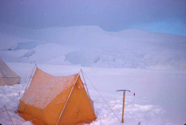  Glacier Camp after summiting Mt. McKinley, with traces of fresh snow.     