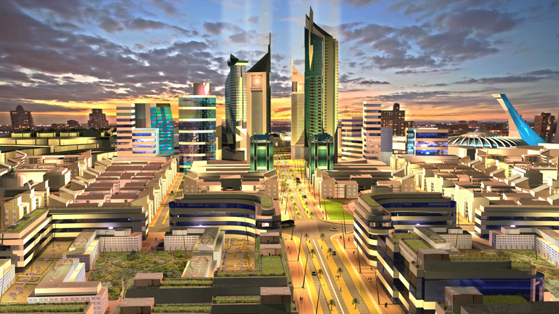 An architectural render of the proposed Konza City. (Source: Konza City )