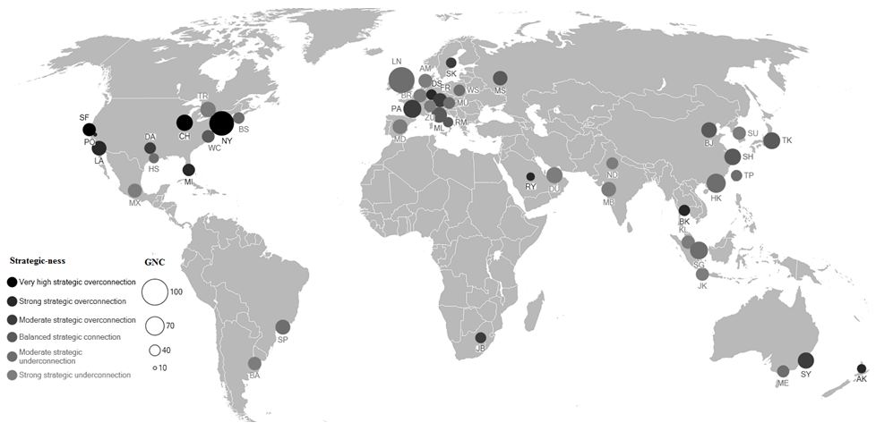 The World City Network mapped out by Peter Taylor and colleagues provide insights into the flows of resources in global capitalism. Source: GAWC