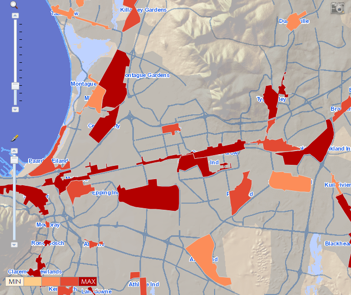 ECAMP Map of Voortrekker Road. Credit: Department of Spatial Planning and Urban Design, City of Cape Town