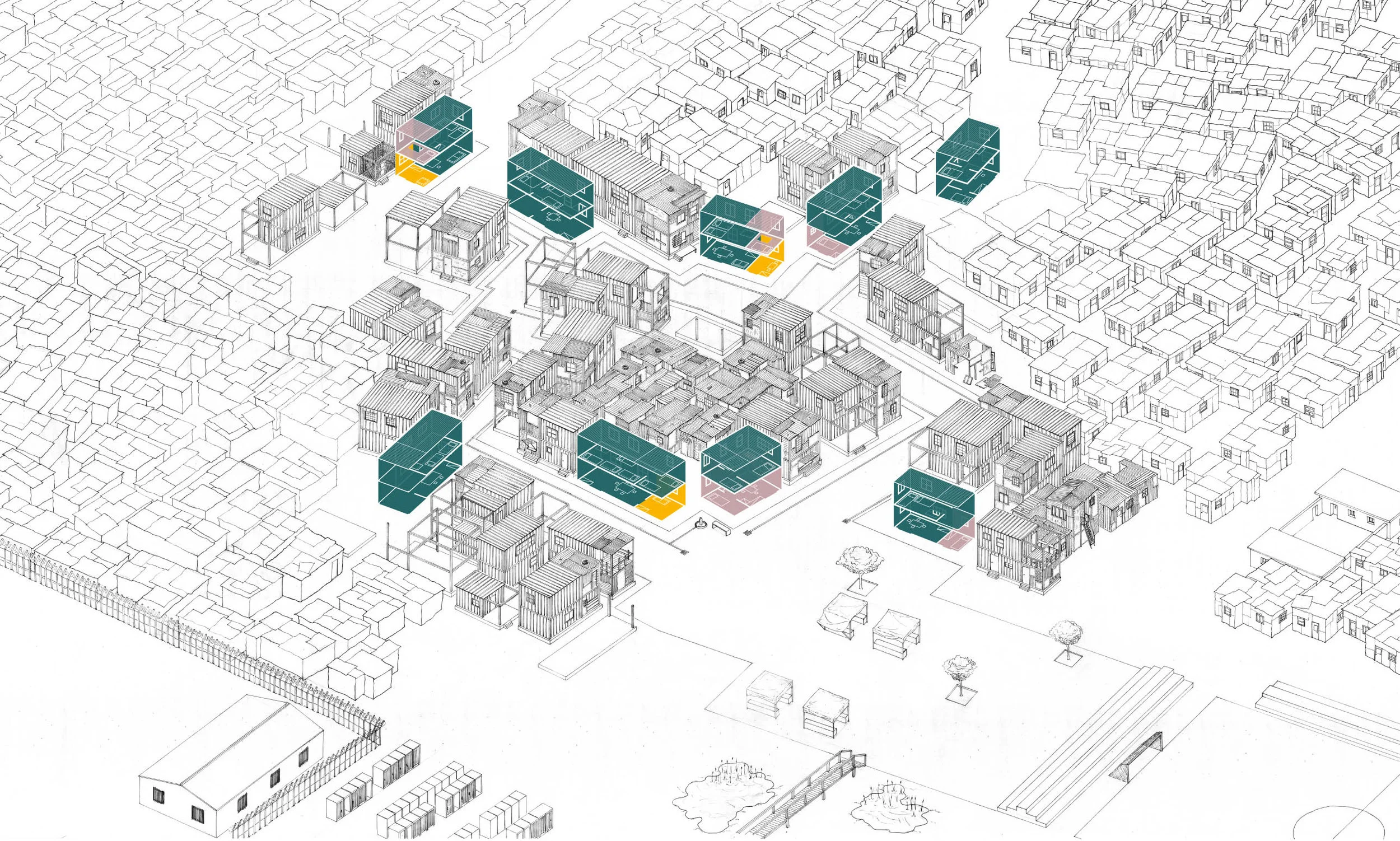 Incremental densification along key access routes opens space for quality public spaces which does not lead to the displacement of residents. Source: Author