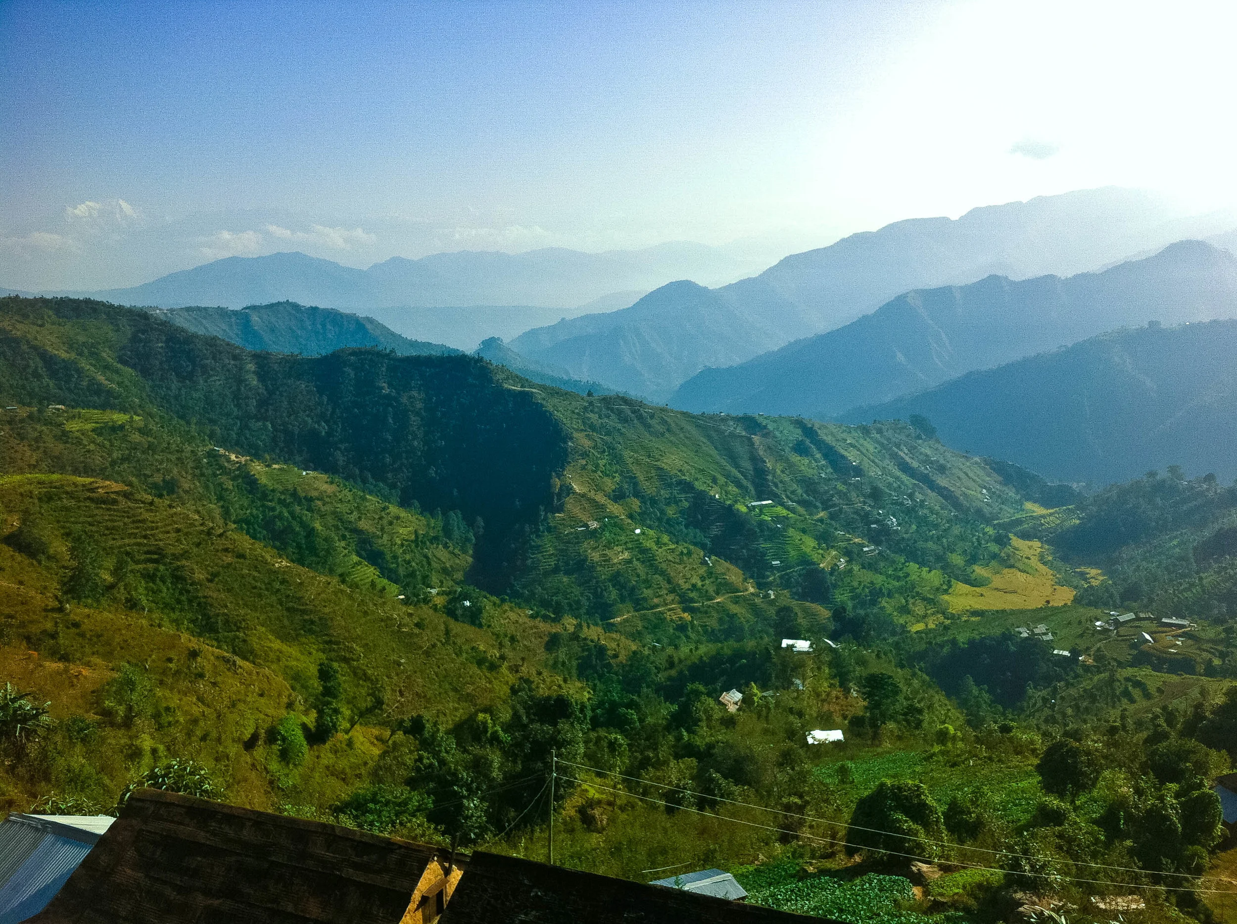 Agara, Makwanpur, with the Annapurna Himalaya faint in the distance.